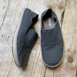 OluKai Men’s Gray Nohea Lole Canvas Slip On Loafer Shoe